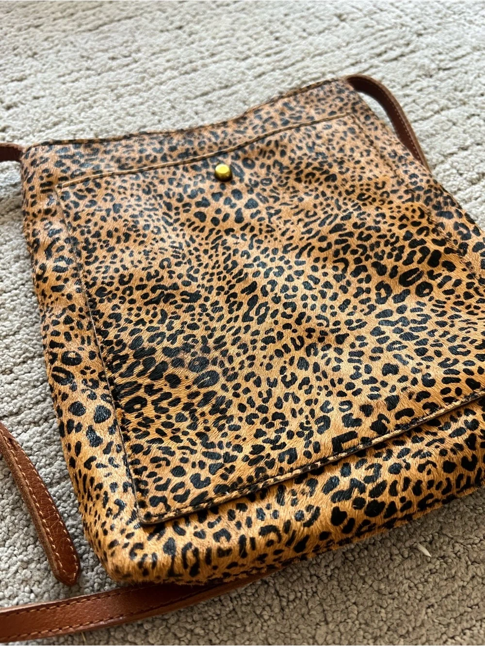 Madewell The Slim Brooklyn Crossbody Bag, Mini Leopard Calf Hair